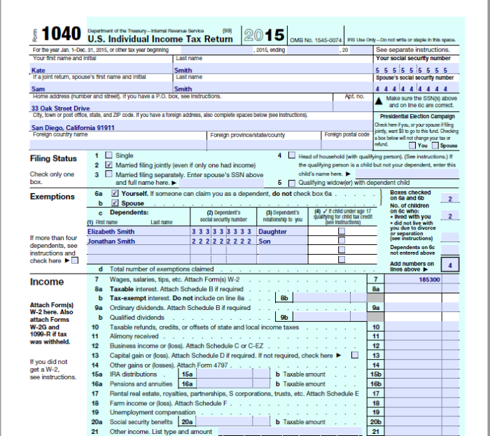 Ngpf completing a 1040 answer key