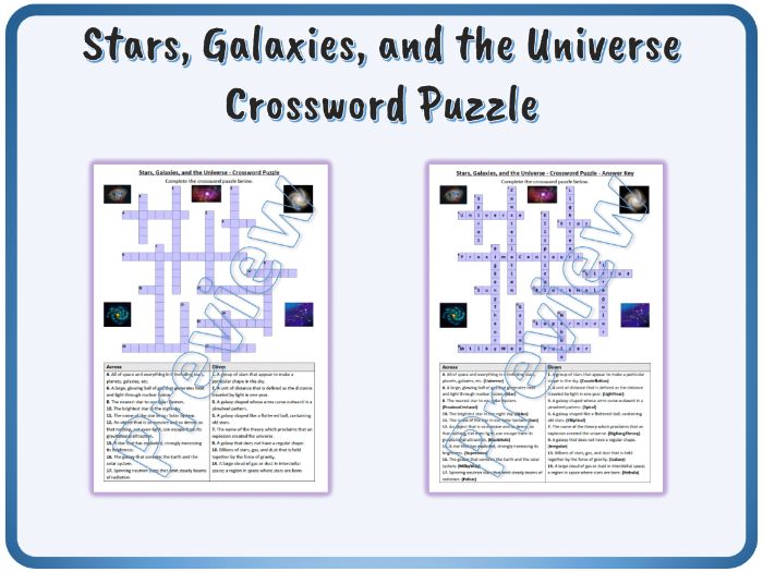 Stars and galaxies crossword puzzle answer key