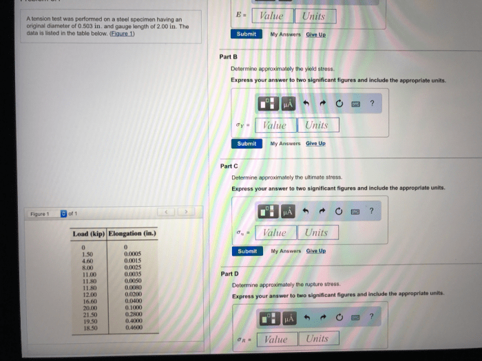 Test tension specimen steel performed diameter mm length gauge solved original transcribed problem text been show has